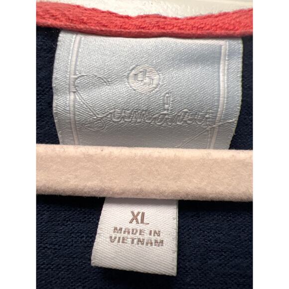 Sunday Women’s V-Neck Hooded Soft Long Sleeve Raw Hem Pullover Top Size XL Blue - Picture 2 of 3